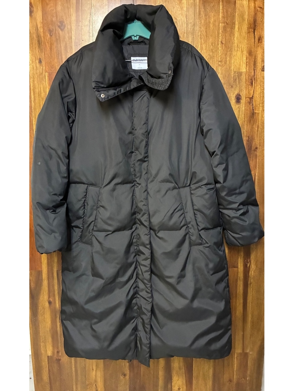 Old Navy Black Oversized Long Puffer Coat with High Funnel Collar Women’s Large